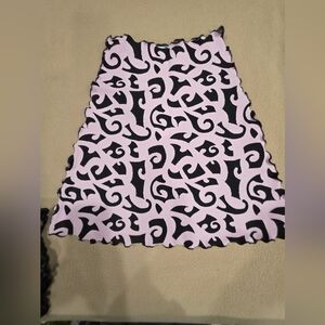 Haystacks Elegant A-Line Skirt in Black and Pink Pattern